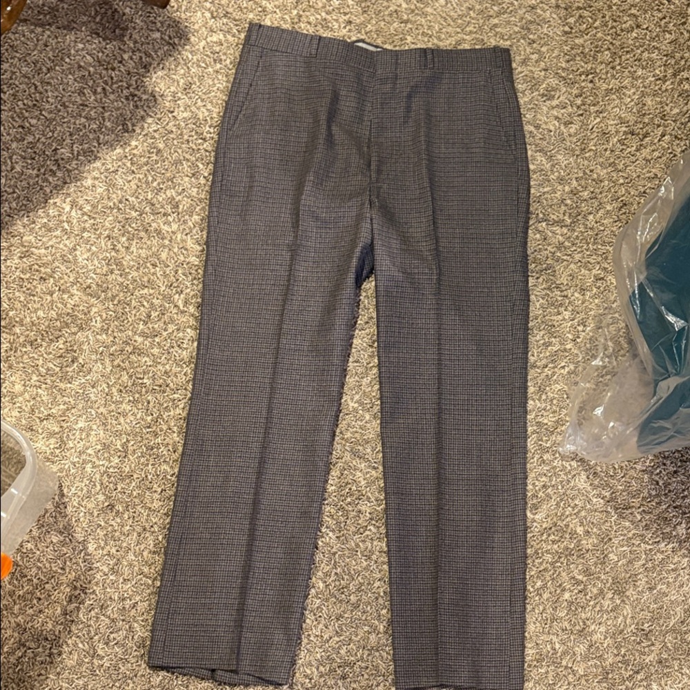 Elegant Houndstooth Wool Dress Pants